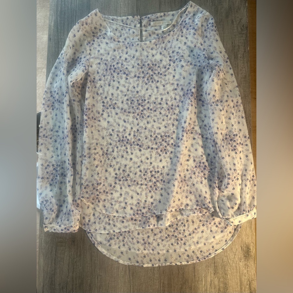 LC Lauren Conrad High-Low Berries Long Sleeve Blouse Size Small